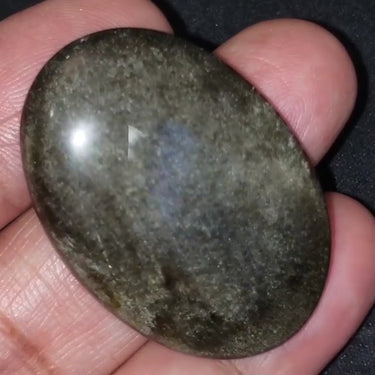 Natural Golden-Black Obsidian Cabochon 40x27mm